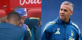 Nottingham Forest’s goalkeeper coach had to be stitched up after an overzealous goal celebration
